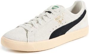 Мужские кроссовки PUMA Clyde из волосатой замши на шнуровке, повседневные - белые