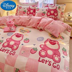 Disney Пододеяльник 155х205 см из высококачественного хлопка с высоким числом нитей, детский принт Baby Strawberry Bear