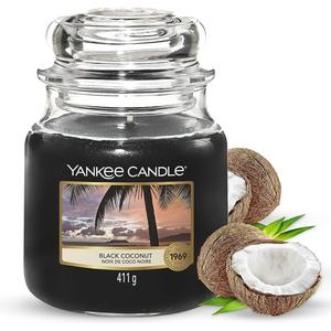 Черная кокосовая свеча в банке среднего размера - Время горения: до 75 часов Yankee Candle