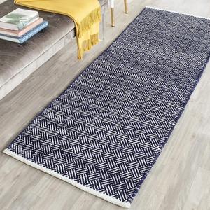 Ковер-дорожка SAFAVIEH, 69 x 275 см, Boston Collection, Navy, ручное плетение, хлопок, идеально для помещений с высокой проходимостью в гостиной, спальне (BOS680D)