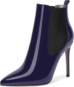 Женские ботильоны NUMALEO с острым носком, на шнуровке, из лакированной кожи, на высоком каблуке-стилете, 10 см, Black Navy Blue