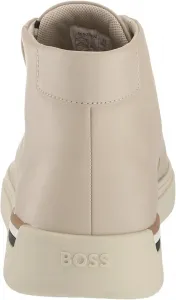 Мужские высокие кроссовки из кожи BOSS Clint, бежевый