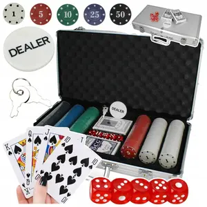 Набор Для Покера «Техас» 300 Фишек 5 Назначений 2 Колоды Карт Прочный Чемодан U525N Stator