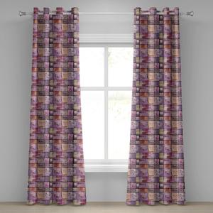 ABAKUHAUS Современная занавеска с люверсами, нарисованный вручную художественный акварельный коллаж с винтажными ретро-надписями, декоративные оконные шторы с 2 панелями, 280 см x 260 см, бледно-розовый черный