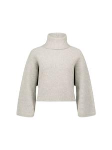 Zero Бежевый меланжевый вязаный свитер с высоким воротником