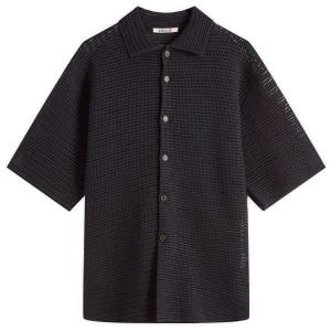 Рубашка из хлопчатобумажной сетки с короткими рукавами Auralee, синий