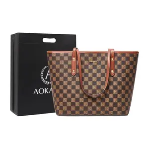 AOKANG Поливинилхлоридная мамина сумка подмышечная сумка хозяйственная сумка пакет для покупок плечевая сумка школьная сумка женская разноцветная, Caramel Coffee