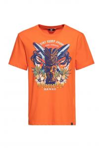 Футболка с принтом спереди в стиле ретро в магазине tiki surf shop "tikki-surf" King Kerosin, оранжевый