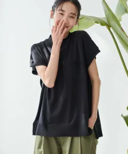 Летний вязаный топ Salako с французскими рукавами и высоким воротником Coen, цвет Black