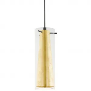 Подвесной светильник PINTO GOLD, сталь, стекло, E27, IP20, лампа для обеденного стола Подвесная лампа E27 золотого цвета - для столовой, кухни или гостиной Eglo, золотой/черный