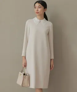 Удобное платье с кружевным воротником и драпировкой Suite, цвет Sand Beige [002]