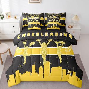 Erosebridal Комплект постельного белья Black Gold Toddler Bed in a Bag для девочек с блестками и танцевальной тематикой, Yellow Black