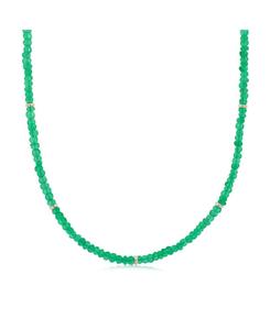 Колье из бусин зеленого оникса, золото 14 карат The Lovery, Green onyx