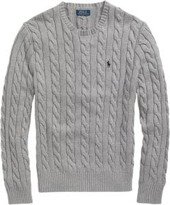 Polo Ralph Lauren мужской свитер из хлопка с косой вязкой, Ralph Lauren Grey Heather