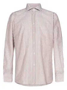Полосатая рубашка David Beckham с отложным воротником FRANZESE COLLECTION, нейтральный