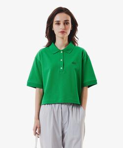 Поло из плотной ткани пике с широкими укороченными короткими рукавами