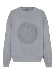 Толстовка с вышивкой BALMAIN, серый