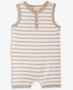 Детский полосатый хлопковый комбинезон Baby Seaside First Impressions, коричневый/бежевый