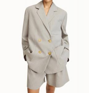 Рэйли Двубортный пиджак в серо-коричневом меланже By Malene Birger