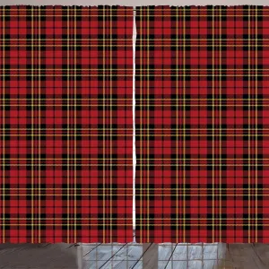 Клетчатая штора ARANDE, шотландский, британский, кельтский традиционный культурный дизайн в классических цветах, 280 x 260 см, черный, желтый, красный