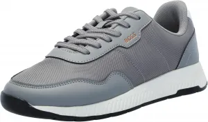 Мужские кроссовки BOSS с кожаными вставками, низкие, серый