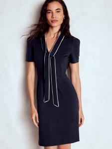 Платье с воротником пышным бантом Boden, Navy