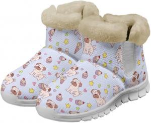Женские противоскользящие зимние ботинки Jeiento, утепленные ботильоны с мехом, рабочие ботинки для улицы, зимняя обувь, Cute Dog Ice Cream Stars Hearts