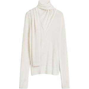 Шарф с драпировкой тонкий трикотажный топ TOTEME, экрю