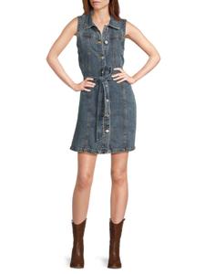 Мини-платье из денима без рукавов с поясом Noisy May, цвет Medium Blue