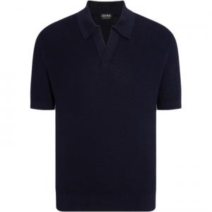 Zegna Короткий рукав Вязаный Поло Ermenegildo Zegna, темно-синий