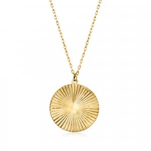 Колье RS Pure от Ross-Simons из итальянского желтого золота 14 карат со звездообразным кругом Rs Pure, 16 In