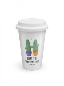 Кружка на вынос с надписью Любовь к кактусу и надписью белого цвета Mr. & Mrs. Panda