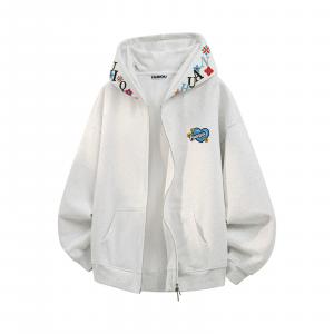 Толстовка Unisex Hooded Moderate Cardigan HUANQIU, белый heather серый