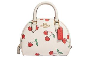 Сиднейская холщовая сумка через плечо с кожаной отделкой маленького размера для женщин белый COACH