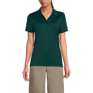 Женская короткая рукав облегающая быстросохнущая поло Lands' End, цвет evergreen