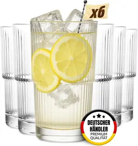 Набор из 6 стаканов для лонг-дринков Muvell Норвегия (480 мл) - стаканы для латте макиато и питьевые стаканы - толщина стекла 3 мм - идеально подходит для матча, коктейлей и воды - можно мыть в посудомоечной машине и он ударопрочный. MUVELL