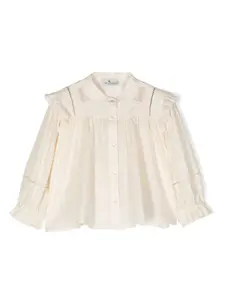 Блузка с воротником-стойкой и оборками ETRO KIDS, нейтральный
