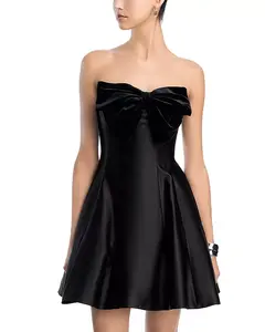 Мини-Платье с бархатным бантом - эксклюзив Aqua, черный