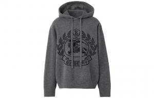 Толстовка большого размера с капюшоном из шерстяного жаккарда EKD Burberry, темно-серый