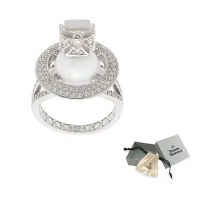 Vivienne Westwood Кольцо из стерлингового серебра 925 с кристаллами и переливающимся камнем, мужское, серебряное