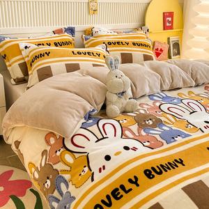 Luolai Home Пододеяльник 200х230 см, молочный вельвет, принт Cute Rabbit
