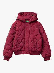 Детская стёганая куртка с капюшоном из крепа Benetton, Red