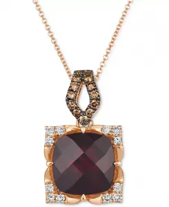 Регулируемое ожерелье с подвеской длиной 20 дюймов из розового золота 14 карат с гранатом (5-1/4 карата) и бриллиантом (5/8 карата) Le Vian, garnet