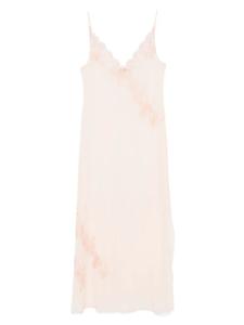 Шелковая ночная сорочка с кружевом Calais Caudry Carine Gilson, розовый