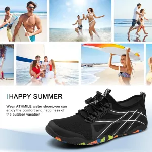 Водноспортивная обувь ATHMILE для мужчин и женщин, обувь для реки, для плавания, пляжа, озера, бассейна, акваносок, босиком, быстро сохнущие, для походов, серфинга, каякинга, необходимые на круизном лайнере, черный
