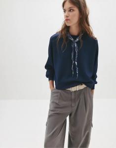 Толстовка Pull&Bear Plain с круглым вырезом темно-синего цвета