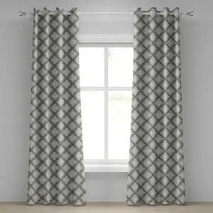 Штора на люверсах ABAKUHAUS с цветочным рисунком, классический дамасский узор с ветвями роз, викторианское рококо, ретро, женственный узор, декоративные двухпанельные шторы, 280 см x 175 см, бледно-серо-белый цвет Abakuhaus