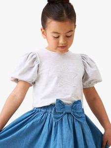 Детская футболка с пышными рукавами и звездным принтом Angel & Rocket, Grey