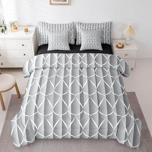 Erosebridal Серый комплект постельного белья 7Pcs Abstarct Full Size с геометрическим узором в современном стиле бохо, Grey