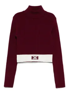 Топ в рубчик с логотипом Elisabetta Franchi La Mia Bambina, красный